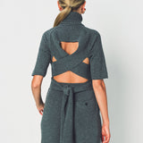 Lanvin Draped Open Back Top in Wool and Cashmere