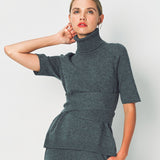 Lanvin Draped Open Back Top in Wool and Cashmere