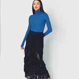 Lanvin Fringes Skirt in Wool and Polyamide