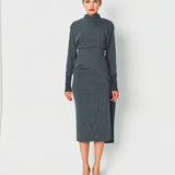 Lanvin Draped Midi Dress in Wool and Cashmere