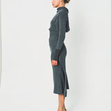 Lanvin Draped Midi Dress in Wool and Cashmere