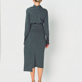 Lanvin Draped Midi Dress in Wool and Cashmere