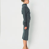 Lanvin Draped Midi Dress in Wool and Cashmere