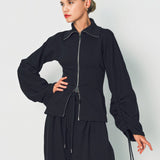 Lanvin Fitted Zipped Jacket in Cotton and Cashmere