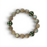 Ileana Makri Labradorite Beaded Bracelet with Green Enamel & Grey Diamonds
