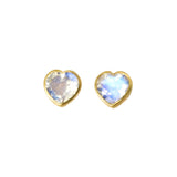 Marie-Hélène de Taillac 22K Yellow Gold Rainbow Moonstone Precious Heart Stud Earrings