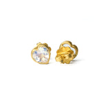 Marie-Hélène de Taillac 22K Yellow Gold Rainbow Moonstone Precious Heart Stud Earrings