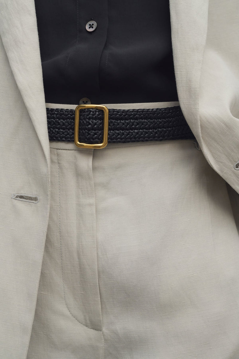 Ava Belt in Raffia - Black