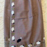 Yaser Shaw Embroidered Shawl - Pink/Brown Checkered Lambs