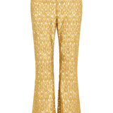 Gabriela Hearst Phoenix Flare Cropped Pant in Gold Silk Macrame Lace