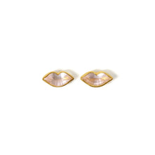 22K Yellow Gold Rose Quartz Tender Kiss Studs