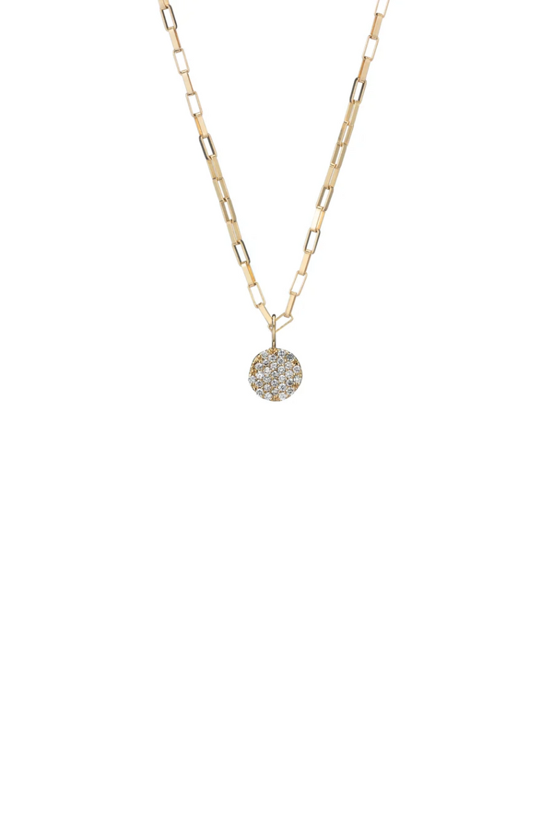 14K Yellow Gold Petite Pave Diamond Round Charm