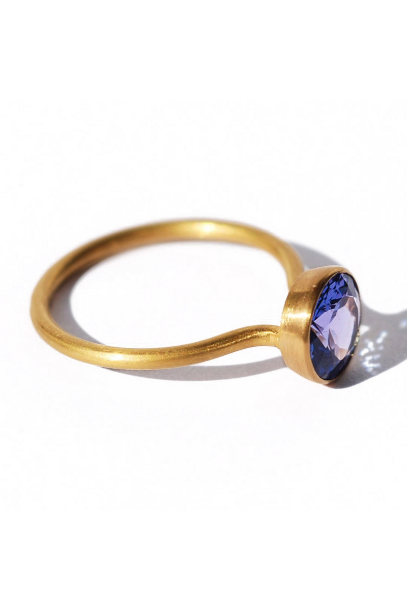 22K Yellow Gold Tanzanite Miniature Princess Ring