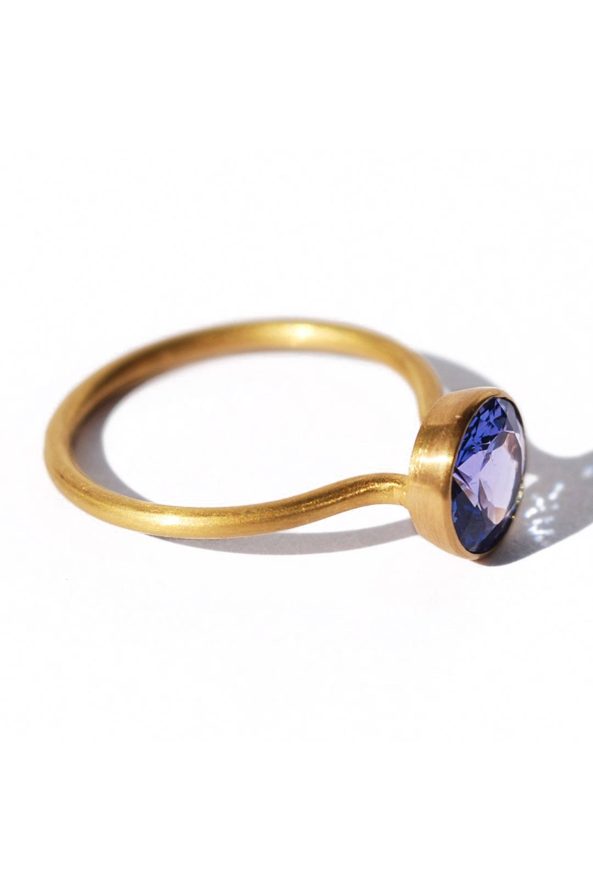 22K Yellow Gold Tanzanite Miniature Princess Ring