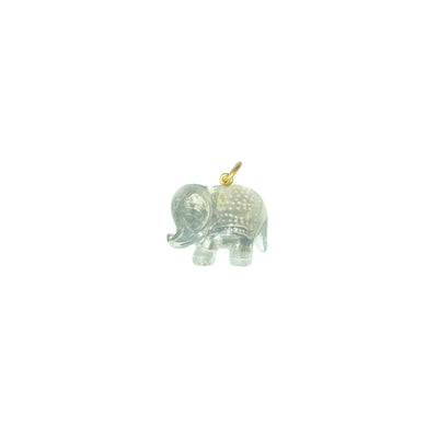 22K Yellow Gold Green Quartz Elephant Pendant