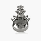 Ileana Makri 18K Oxidized Gold Ground Beetle Ring with Diamonds