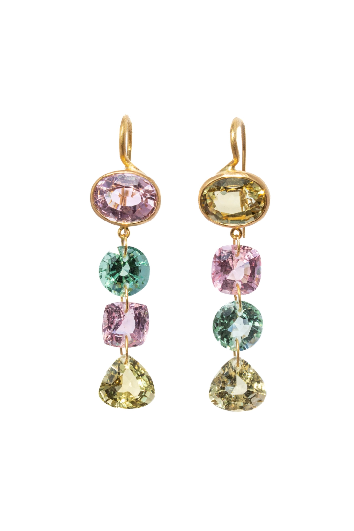 22K Yellow Gold Multicolored Pastel Arabella Earrings