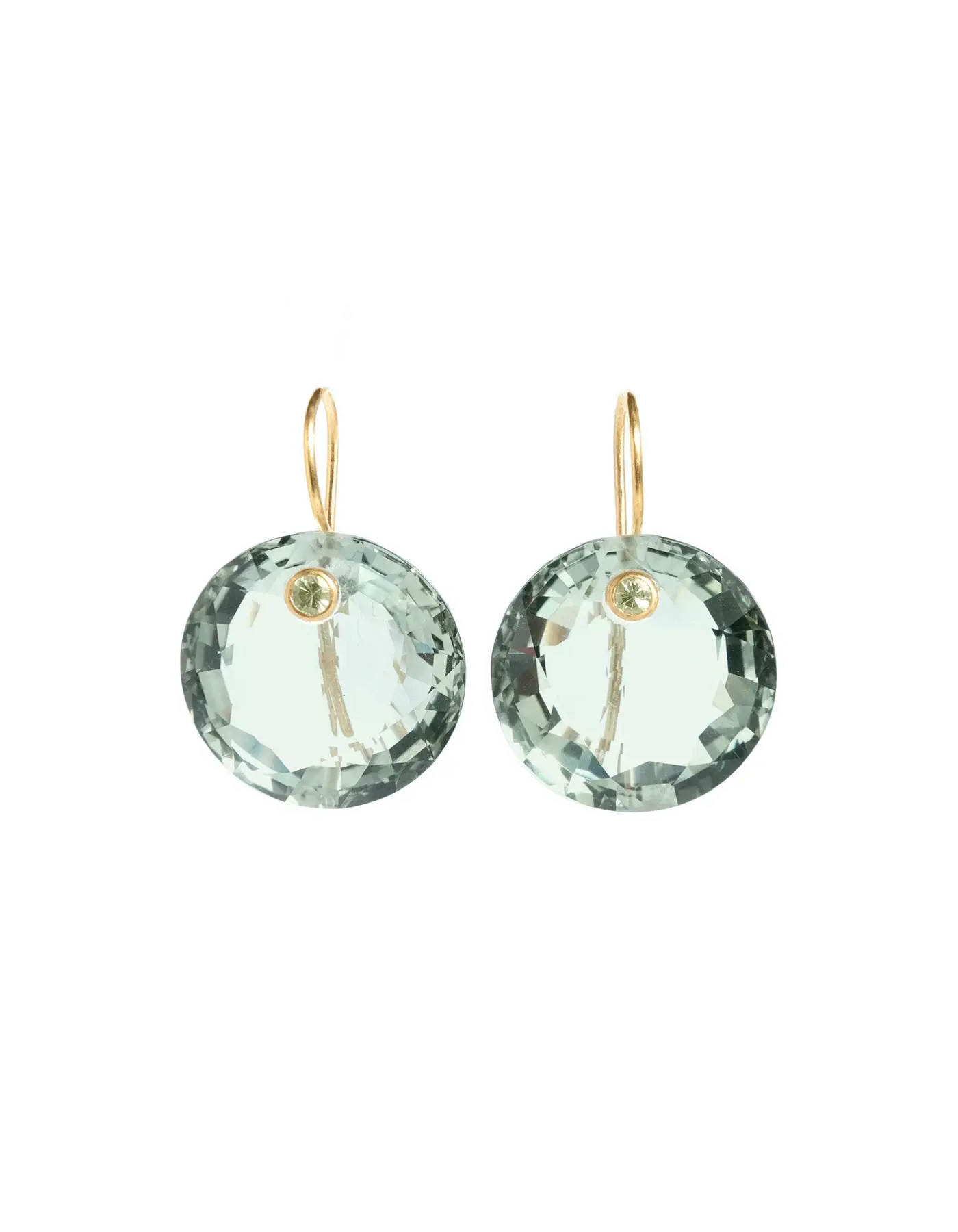 22K Yellow Gold Green Quartz and Apatite XL Gem Earrings