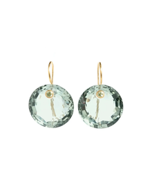 22K Yellow Gold Green Quartz and Apatite XL Gem Earrings