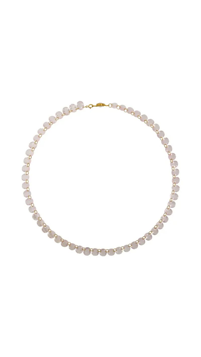 20K Yellow Gold 17" Rose Quartz Collar Necklace