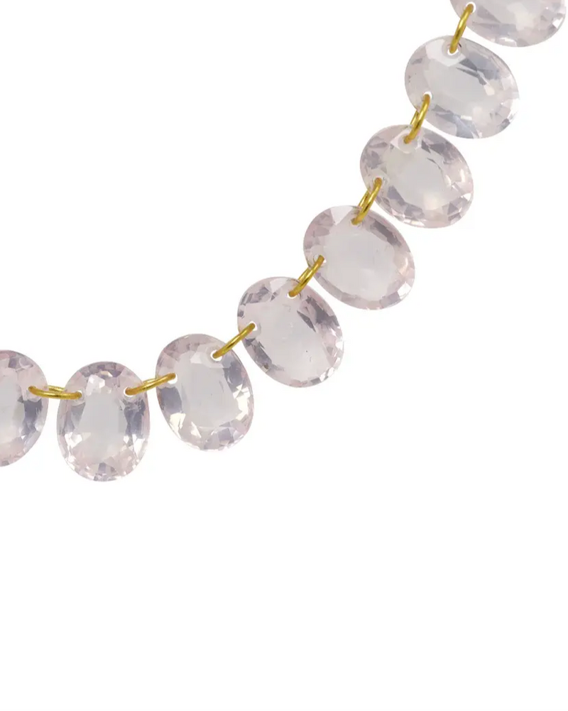 20K Yellow Gold 17" Rose Quartz Collar Necklace
