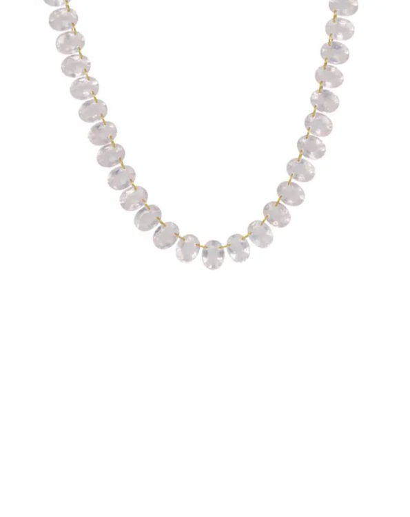 20K Yellow Gold 17" Rose Quartz Collar Necklace