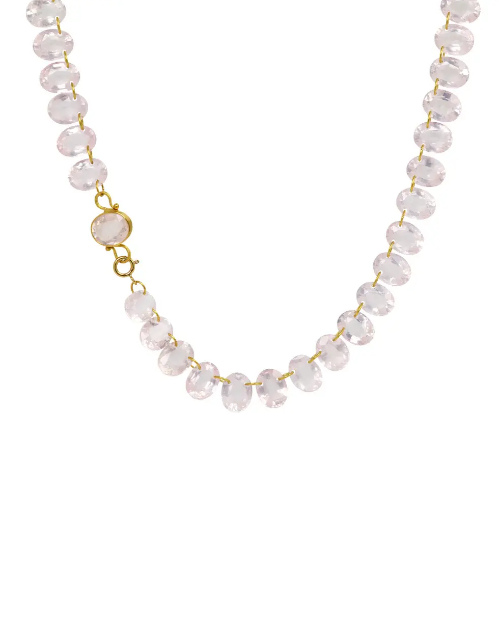20K Yellow Gold 17" Rose Quartz Collar Necklace