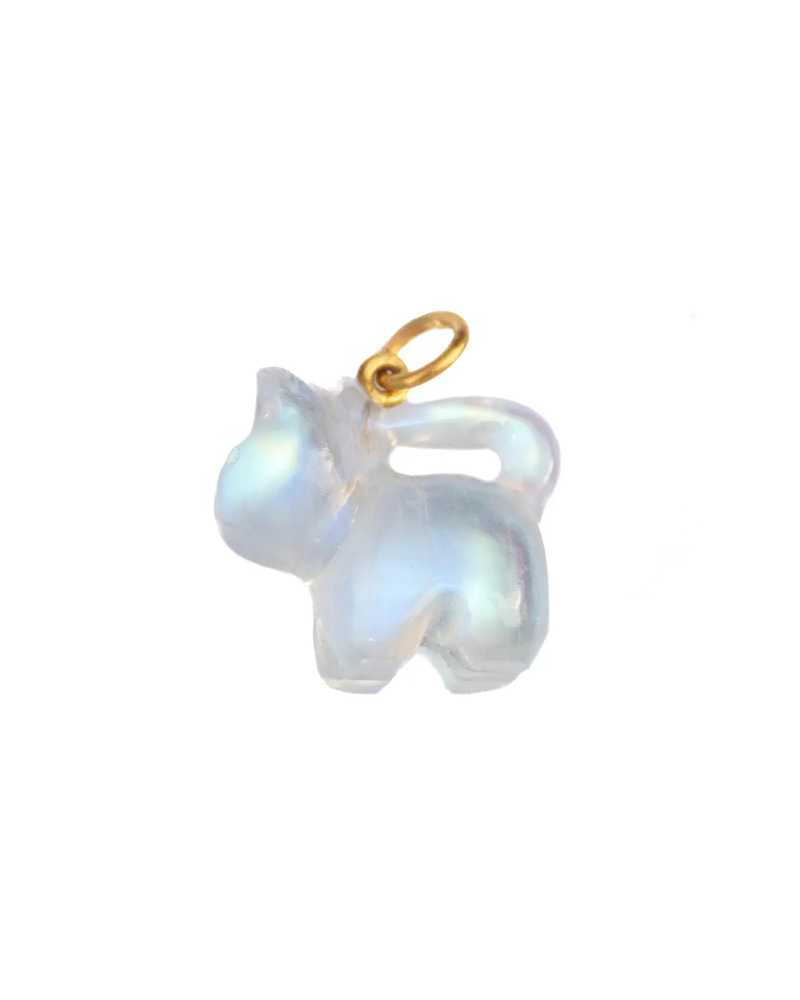 22K Rainbow Moonstone Felix the Cat Pendant
