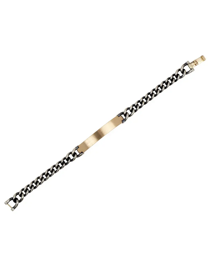 925 Silver and 10K Yellow Gold ID Bracelet