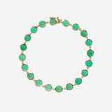 Irene Neuwirth 18K Yellow Gold 7" Bracelet with 5mm Cabochon Chrysoprase