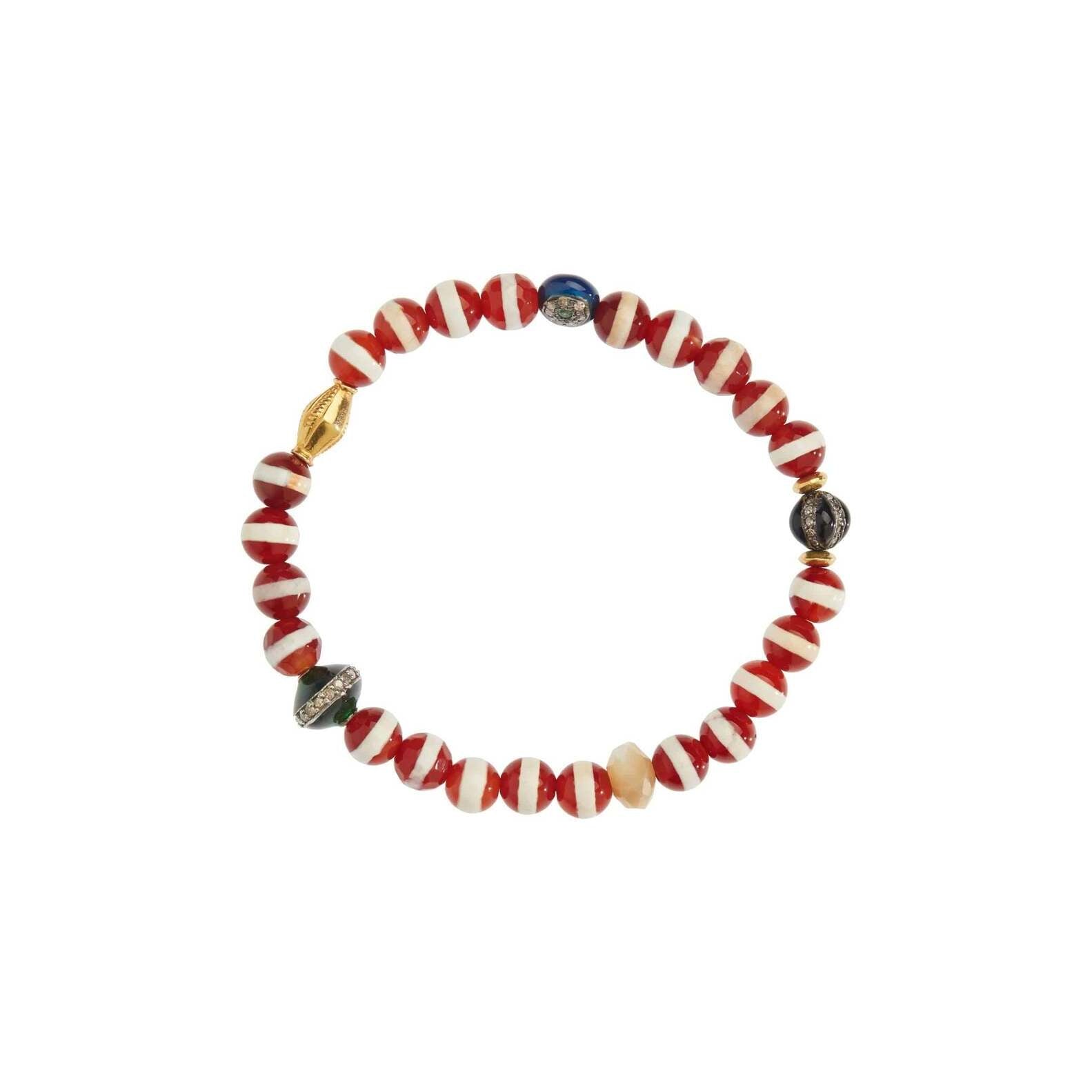 Brown Agate Stripe Beaded Bracelet