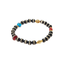 Black Agate Stripe Beaded Bracelet