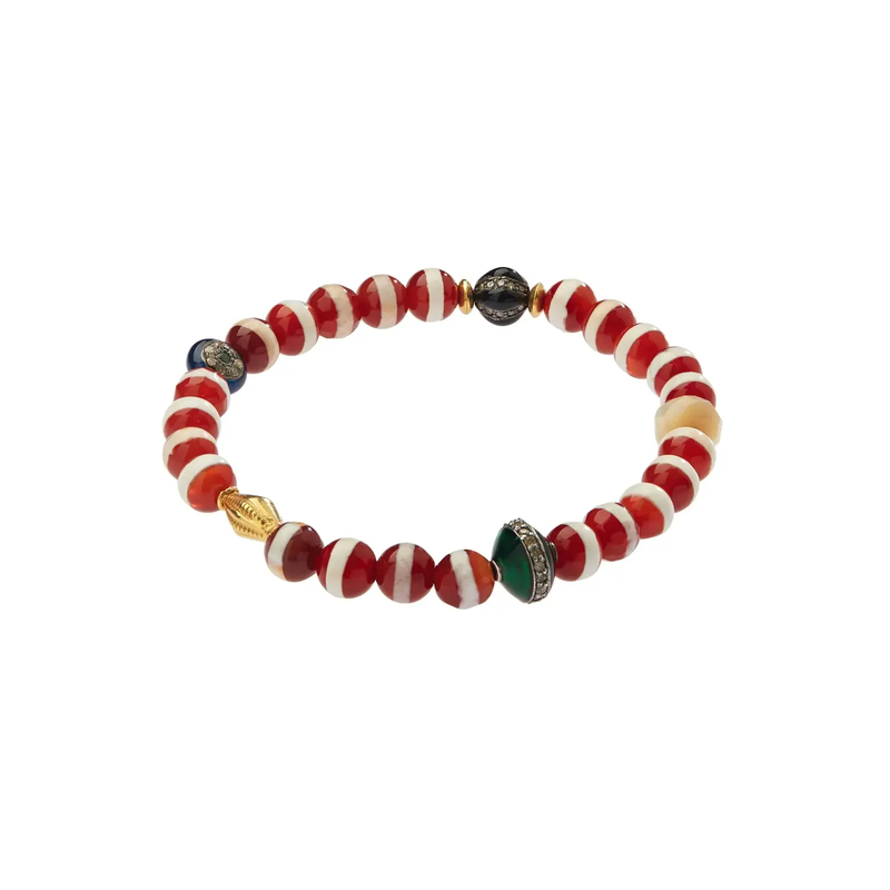 Brown Agate Stripe Beaded Bracelet