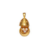 Marie-Hélène De Taillac 22K Yellow Gold Diamond and Pearl Easter Egg Pendant