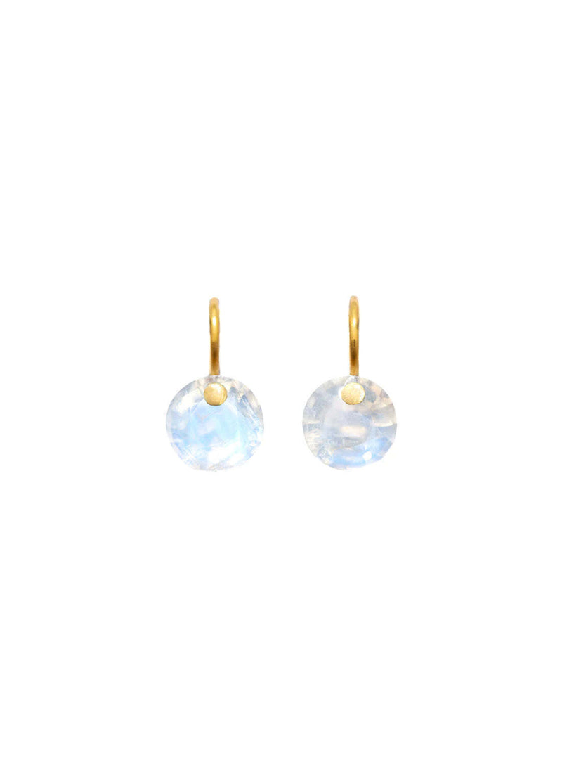 22K Yellow Gold Brilliant Rainbow Moonstone Earrings