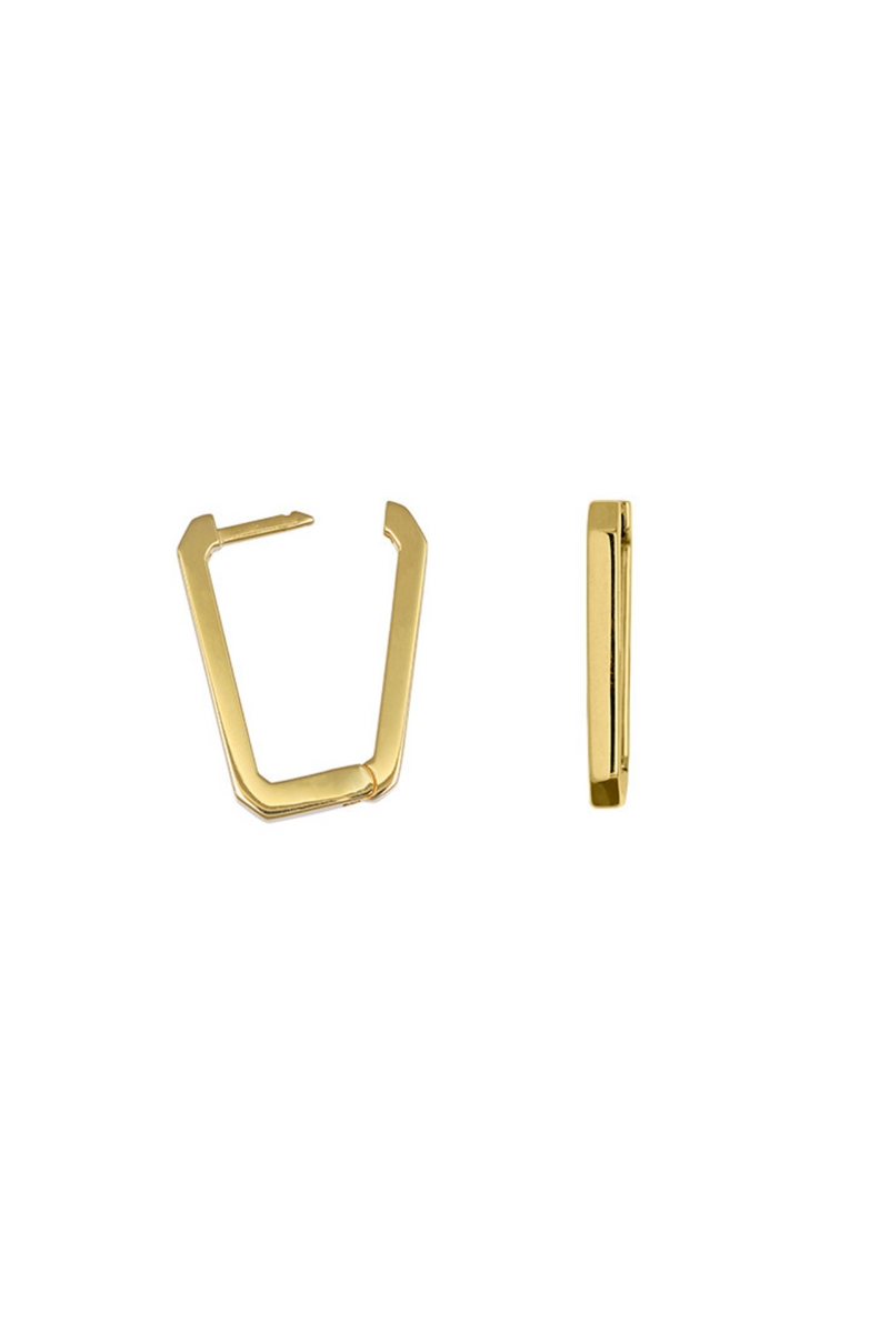18K Yellow Gold Big Square Earrings