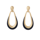 Sidney Garber 18K Yellow Gold Black Enamel Door Knocker Earrings