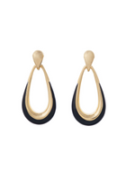 18K Yellow Gold Black Enamel Door Knocker Earrings