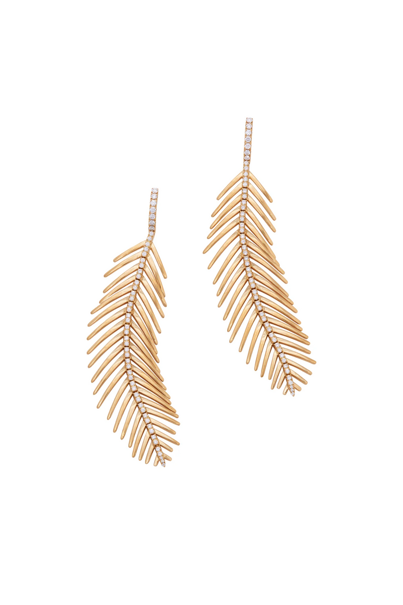 18K Yellow Gold Feathers That Move Earrings
