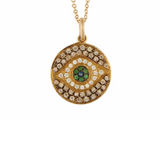 Ileana Makri 18K Yellow Gold Little Dawn Pendant with Tsavorites, Blue Sapphire, and White and Champagne Diamonds