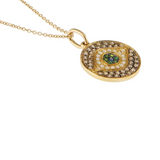 Ileana Makri 18K Yellow Gold Little Dawn Pendant with Tsavorites, Blue Sapphire, and White and Champagne Diamonds