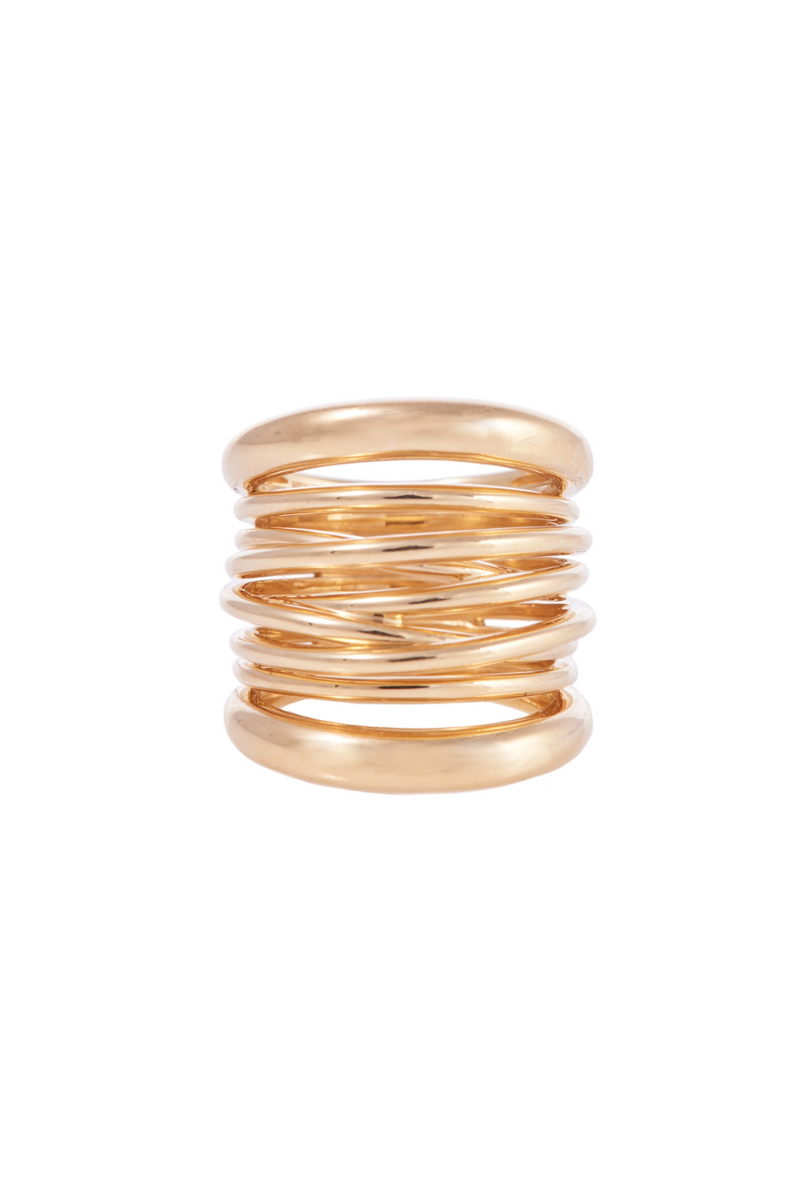 18K Yellow Gold Tall Scribble Ring