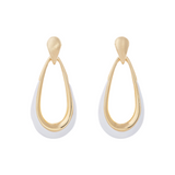 Sidney Garber 18K Yellow Gold White Enamel Door Knocker Earrings