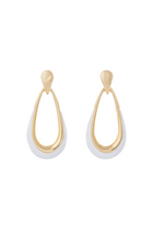18K Yellow Gold White Enamel Door Knocker Earrings