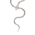 Closeup front view of WG Snake lariat necklace on white background, with no model shown