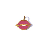 Marie-Hélène de Taillac 22K Yellow Gold Enamel Pink Large Flying Kiss Pendant on Cord