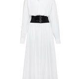 Alaia Blanc Belted Shirt Dress in Cotton Poplin