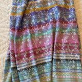 Yaser Shaw Embroidered Shawl - Rainbow Striped with White Floral