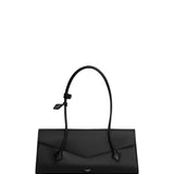 Alaia Noir Le Teckel Flap Tote in Shiny Grained Calfskin