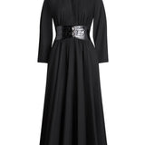 Alaia Noir Long Sleeve Belt Dress